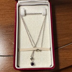 Silver Necklace with Purple Accent